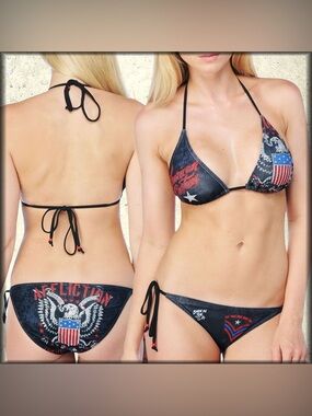 NWT Sinful by Affliction Black Premium ‘Live Fast Free’ Bikini Set - Sizes S